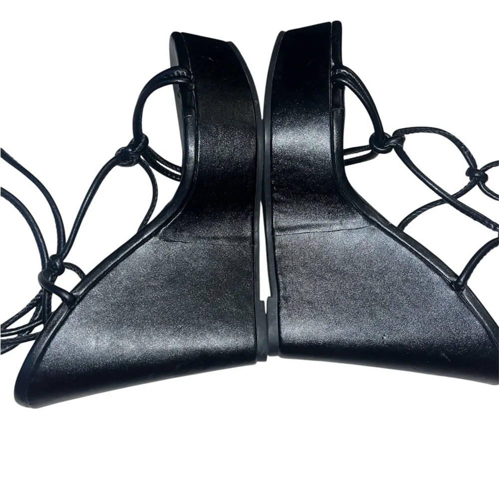 Liliana Black Lace-Up Sandals - Picture 3 of 7